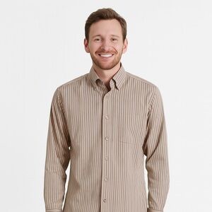 Daniel cremieux Signature Collection Brown Striped Dress Shirt Size L